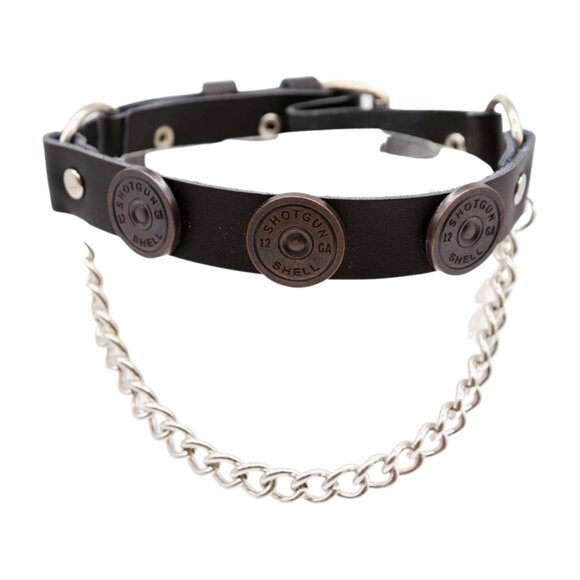 NEW Men Biker Boot Silver Chain Faux Leather 2 Straps Shotgun Bullet Shell Charm - Picture 4 of 16